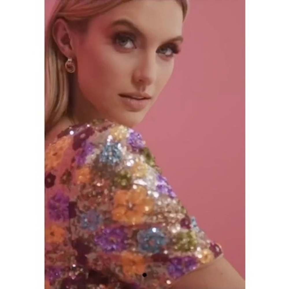 NWT Dress the Population Women's Maddox Floral Sequin Bodycon Dress Sz M $318